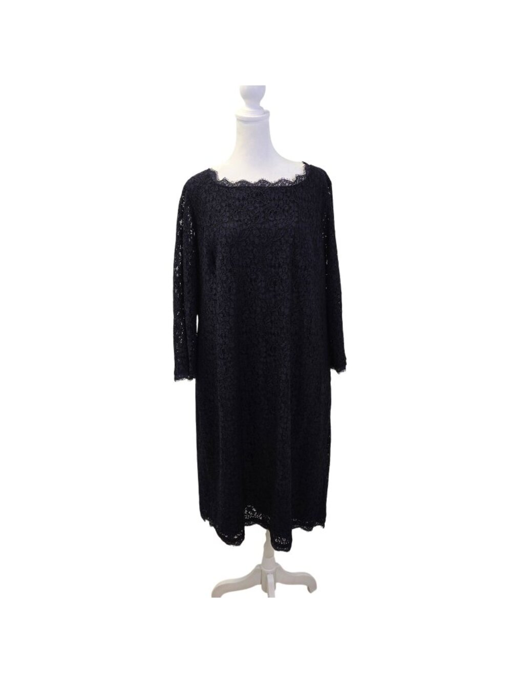 Adrianna Papell Evening Lace Overlay 3/4 Sleeve Shift Dress Size 22W